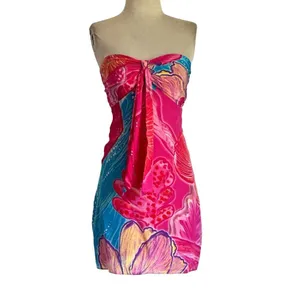 Rococo Sand Mini Dress in Pink XSmall New Womens Strapless Tropical thumbnail 4