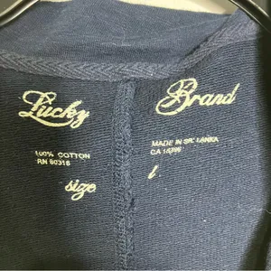 Lucky Brand navy blue 100%‎ cotton jacket casual boho women’s size large buttons thumbnail 2