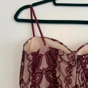 Lulus Burgundy Lace‎ Bustier Midi Dress Maroon Paisley Cocktail Dress Small thumbnail 5