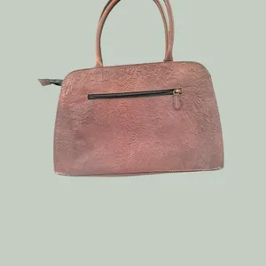 Floral Tooled Leather Satchel Handbag‎ 3D Butterfly Applique Brown Boho Tote thumbnail 2