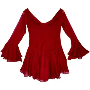 NWT Babyboo Nerissa Red Ruffle Bell Long Sleeve Romper Playsuit Womens Size M thumbnail 11