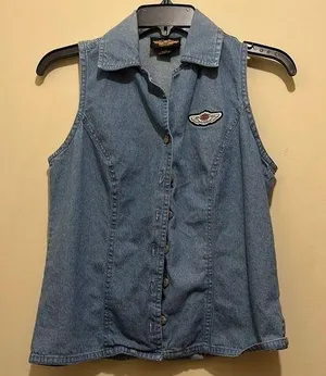 Harley Davidson Denim 100 Year Anniversary Vest Women’s Size Small thumbnail 1