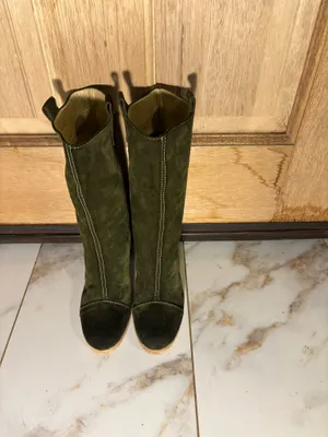 Vero Cuoio WOMENS leather boots olive green size 39.5 thumbnail 2