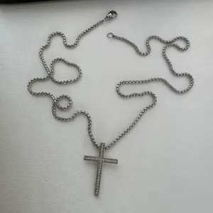 CZ Cross Pendant Necklace for Men Women,Streetwear Punk Hip Hop Unisex Style thumbnail 5