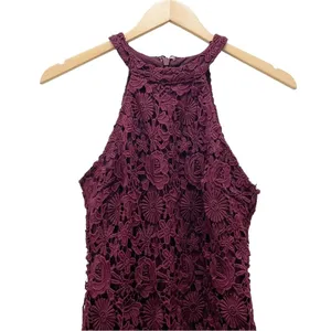 Lulus Love Poem Burgundy Lace Halter Mini Dress Size Small Valentine's Day Date thumbnail 5