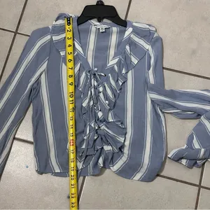 American Eagle Women Blue stripes blouse Long Sleeve size XS‎ thumbnail 7