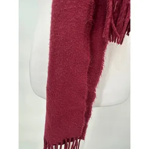 100% Cashmere‎ Scarf Mens Womens One Size Maroon Fringe Made in Scotland FLAWED thumbnail 5