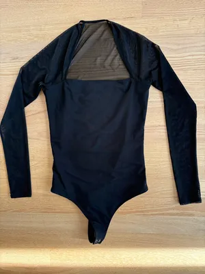 Abercrombie & Fitch Black Long-Sleeve Mesh-Back One-Piece Bodysuit thumbnail 2