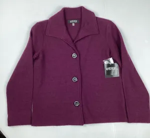 Kasper 100% Wool Front Button Sweater Jacket Blazer Magenta Small New with tag thumbnail 1