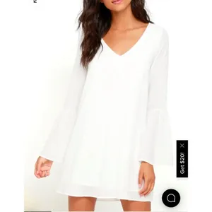 🔥🔥 5/$25 sale 🔥🔥 Lulu’s Far Wanderings Ivory Long Sleeve Shift Dress size small thumbnail 2