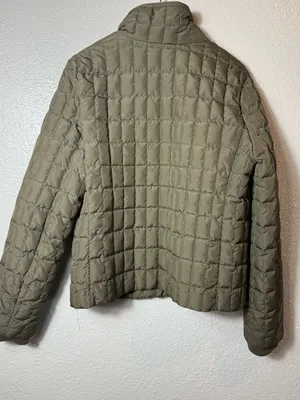 J.Crew Quilted Down Puffer Jacket Olive Green Stand Collar Zip Coat L Style 9732 thumbnail 2