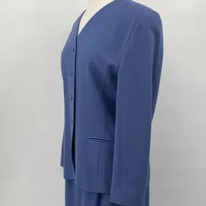 Vintage Pendleton Virgin Wool Skirt Suit Set Collarless Blazer Powder Blue 12 thumbnail 7