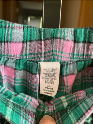 Women's Victoria's Secret Plaid Pajama Pants L Green Pink thumbnail 2