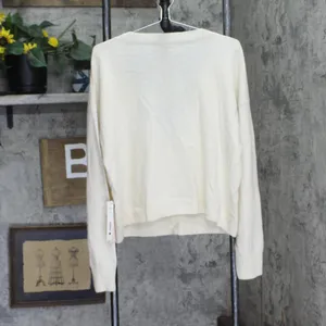 NWT Aqua Cashmere V-Neck Button Up Cardigan Sweater V10337 Ash Off White 2XL thumbnail 4