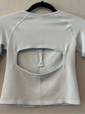 Free People movement bail out long sleeve top in artic snow light blue med/large thumbnail 12