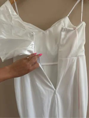 Lulus Beaumont White Asymmetrical Mermaid Maxi Dress Size Medium Bridal Formal thumbnail 9