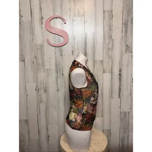 Rachel Roy Floral Mesh Sleeveless Wrap Top Size Small thumbnail 2