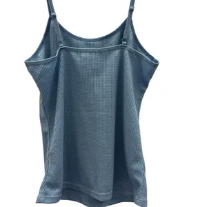PJ Set Paris Blues Waffle Knit Adjustable Spaghetti Strap Tank and Shorts Small thumbnail 5