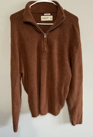 Abercrombie and Fitch Orange Quarter Zip Pullover Sweater thumbnail 1