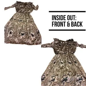 Vintage 1980'S Alexis Fashions Brown & Black Floral Print (L) thumbnail 8