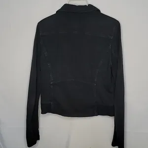 Anthropologie Marrakech black moto motorcycle side zip and snap closure jacket M thumbnail 8