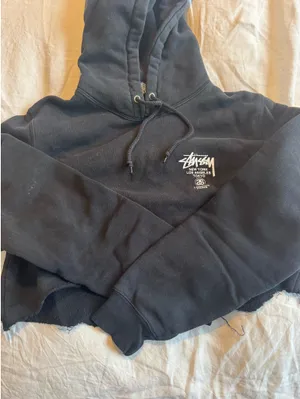 Stüssy Black Cropped Hoodie thumbnail 3