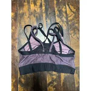 Victoria's Secret Victoria’s Sport M purple black strappy workout sports bra thumbnail 2