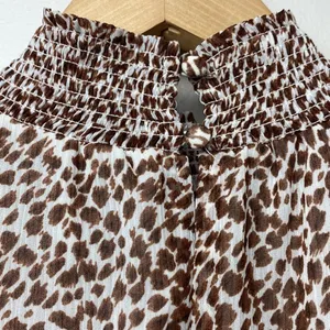 1.State‎ Animal Print Chiffon Smocked Mock Neck Dress in Brown Taupe thumbnail 9