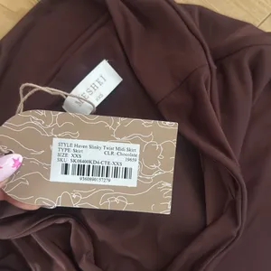 Meshki Haven Slinky Twist Brown midi Skirt thumbnail 3