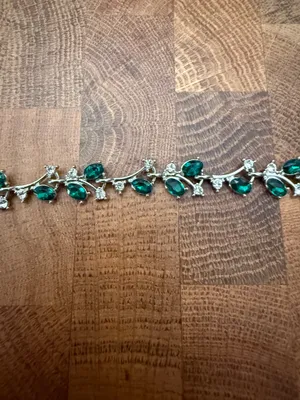 Emerald Green and Silver Tennis Bracelet 7’ thumbnail 3