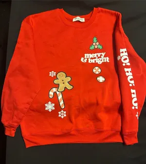 Wound Up Red "Merry & Bright" Woman’s Holiday Sweatshirt thumbnail 1
