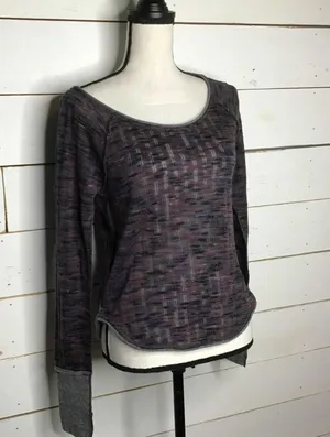 MEDIUM Womens Spaced Out Scoop Neck Knit Top Purple Night Combo BNWT thumbnail 3