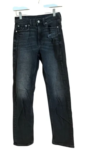 American Eagle Super High-Rise Ankle Straight Black Jeans Size 000 thumbnail 1