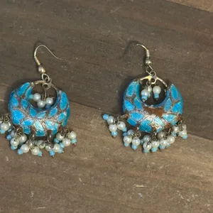 Meenakari Chandbali India hoop dangle earrings thumbnail 5