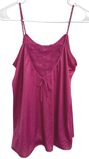 Vintage 70s/80s Rena Pink Lace Camisole Satin Slip Top Coquette Lingerie Small thumbnail 1