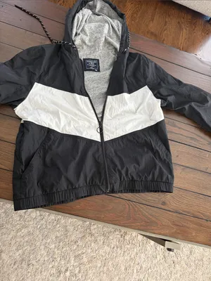 Abercrombie & Fitch Women Medium Black Full Zip Hooded Windbreaker Jacket thumbnail 2