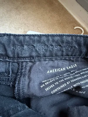 American Eagle Outfitters Black Distressed Highest Rise Mom Jeans thumbnail 4