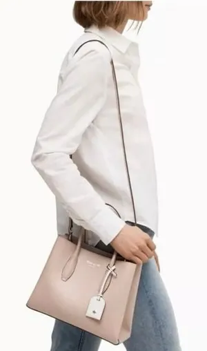 Kate Spade Eva Small Leather Satchel Crossbody Bag Purse Warm‎ Beige/Blush thumbnail 1