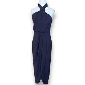 Shona Joy Revolve‎ Knot Draped Halter Dress Navy Blue Maxi 4 Cocktail Formal thumbnail 12
