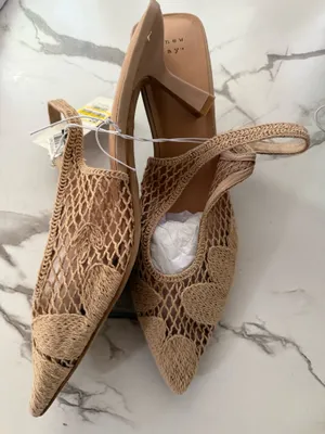 A New Day Women’s Esme Crochet Pointed Toe Slingback Heels – Tan / Neutral thumbnail 2