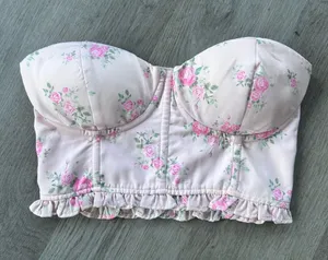 Pink Corset Strapless Bustier Top Women’s Medium Coquette Ballet Feminine thumbnail 1