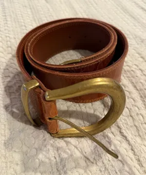 Forenza Vintage Genuine Leather Embossed Brown Belt with Brass Hardware Size L thumbnail 1
