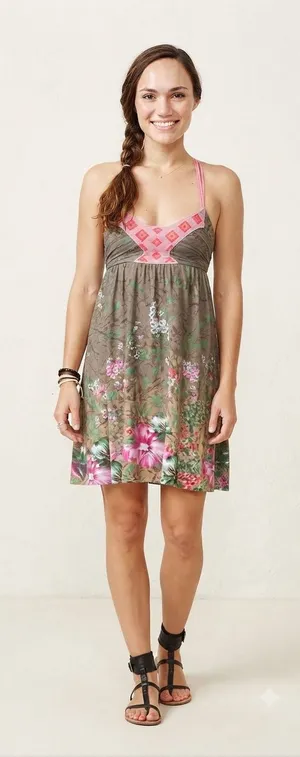 Free People‎ Mini Dress Womens Small Brown Floral Boho Strappy Summer Dress thumbnail 1