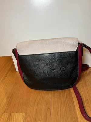 Kate Spade Crossbody Bag Womens Medium Colorblock Black Burgundy White Leather thumbnail 3