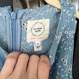 ASOS River Island chambray romper skort dress eyelet embroidered sleeveless denim thumbnail 5