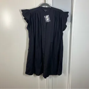 Madewell‎ Black Flutter Sleeve Button-Front Mini Dress in Poplin Size small nwt thumbnail 2