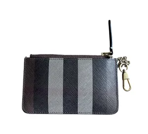 Burberry Kelbrook Check Coated Canvas Zip Coin Case in Dark Birch Brown Wallet thumbnail 1
