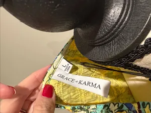 Grace + Karma Yellow Floral V-Neck Peplum Blouse thumbnail 3