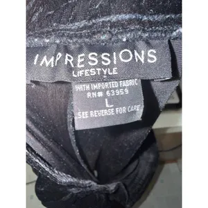 Impressions Lifestyle Women‎ Black Velvet Elastic Waist Straight Leg Pants Large thumbnail 6