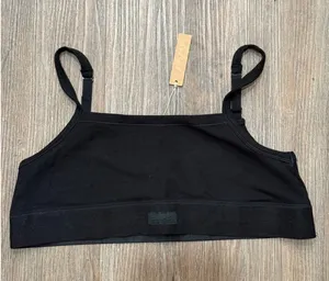 SKIMS Cotton Rib Bralette Onyx Black 2XL New With Tags‎ Adjustable Straps Scoop thumbnail 1